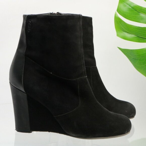 GStar Raw Womens Gable Fulton Boot Size 9 Wedge Heel Black Suede Bootie Comfy - Picture 4 of 11